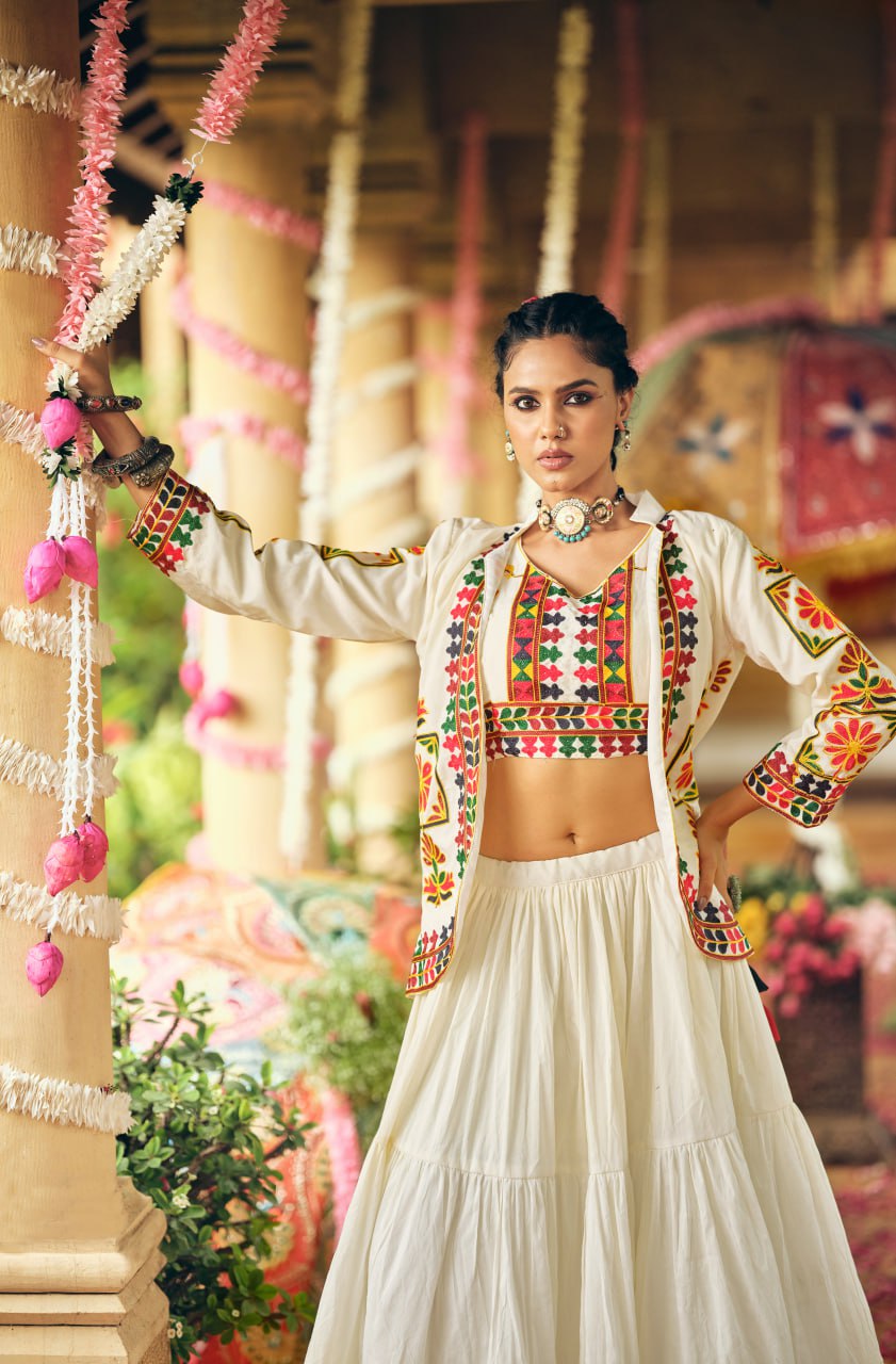 PURE COTTON FABRIC REAL MODELING LEHENGA, BLOUSE & KOTI SET