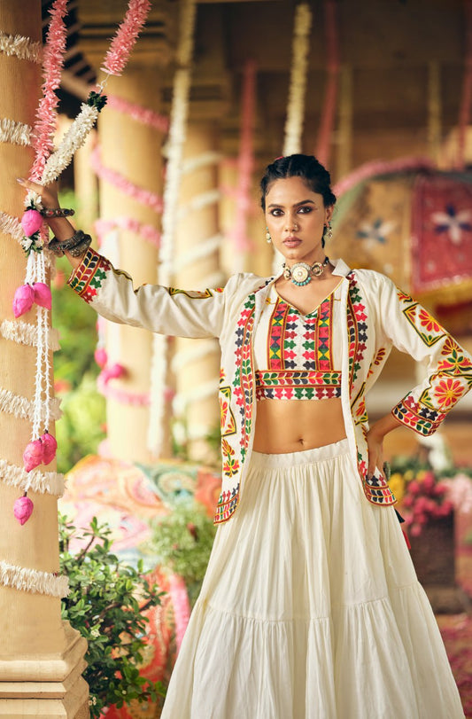 PURE COTTON FABRIC REAL MODELING LEHENGA, BLOUSE & KOTI SET