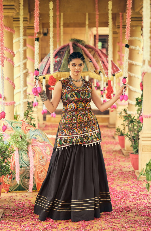 PURE RAYON FABRIC FULL FLAIR & GOTA RIBBIN LEHENGA CHOLI SET