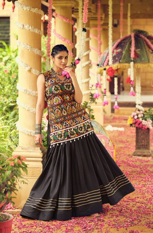 PURE RAYON FABRIC FULL FLAIR & GOTA RIBBIN LEHENGA CHOLI SET