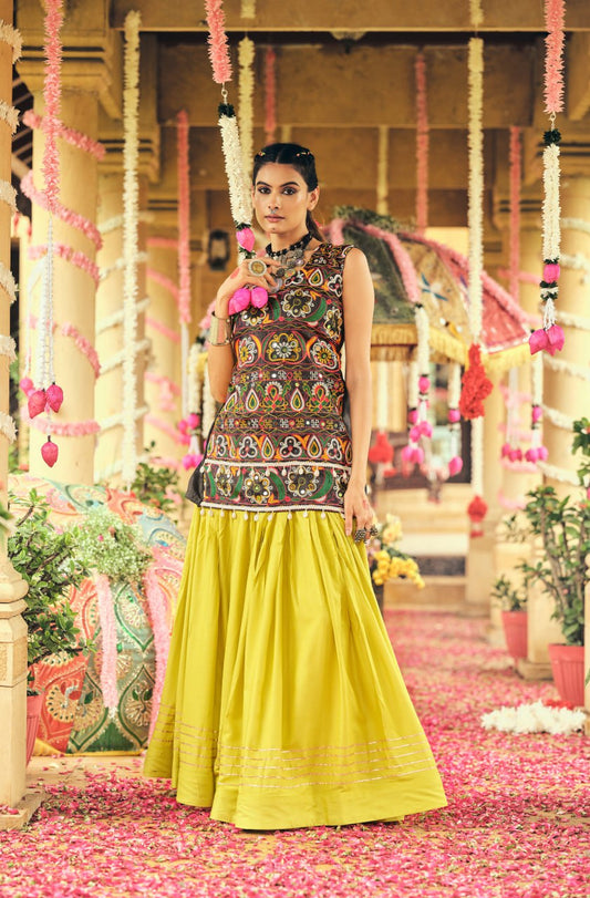 PURE RAYON FABRIC FULL FLAIR & GOTA RIBBIN LEHENGA CHOLI SET
