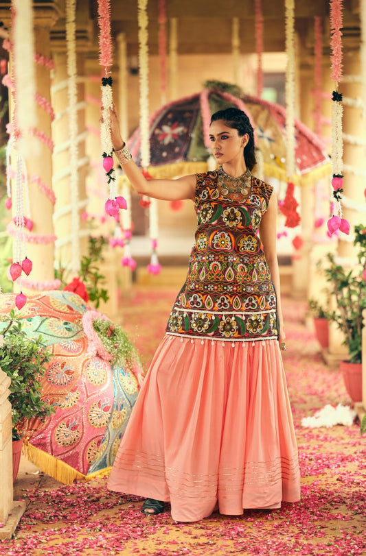 PURE RAYON FABRIC FULL FLAIR & GOTA RIBBIN LEHENGA CHOLI SET