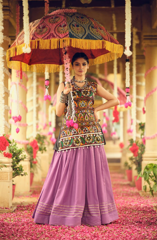 PURE RAYON FABRIC FULL FLAIR & GOTA RIBBIN LEHENGA CHOLI SET