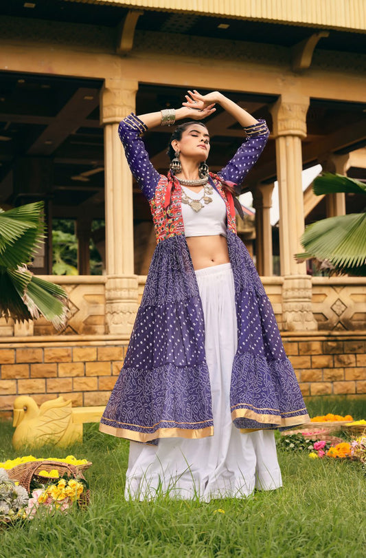 NAVRATRI SPECIAL SHRUG, BLOUSE WITH  FULL FLAIR, FULLY STITCHED