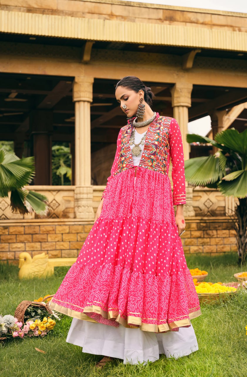 NAVRATRI SPECIAL SHRUG, BLOUSE WITH  FULL FLAIR, FULLY STITCHED