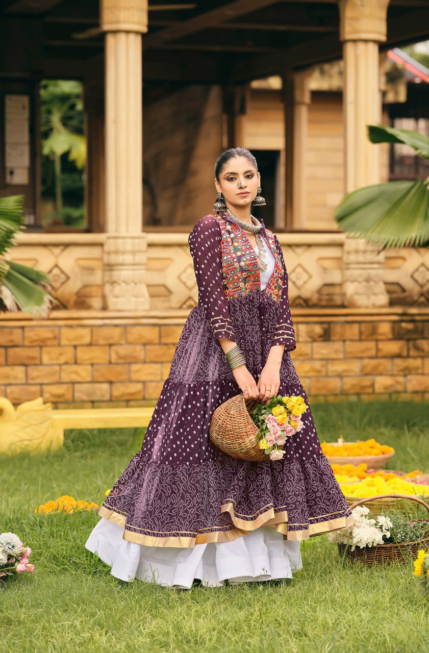 NAVRATRI SPECIAL SHRUG, BLOUSE WITH  FULL FLAIR, FULLY STITCHED