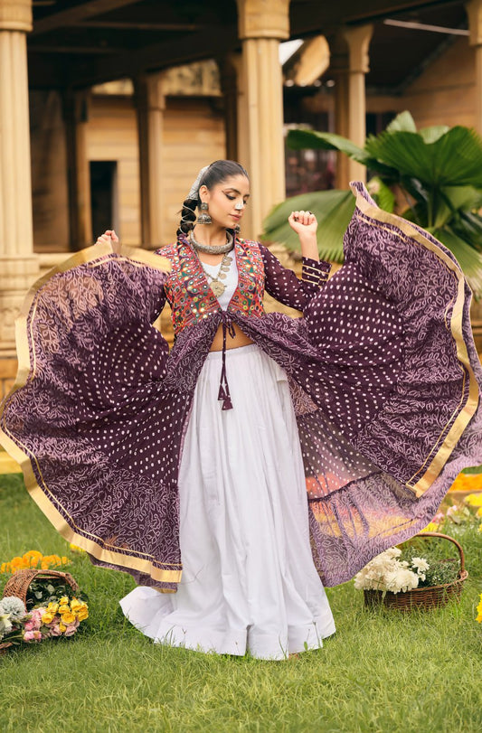 NAVRATRI SPECIAL SHRUG, BLOUSE WITH  FULL FLAIR, FULLY STITCHED