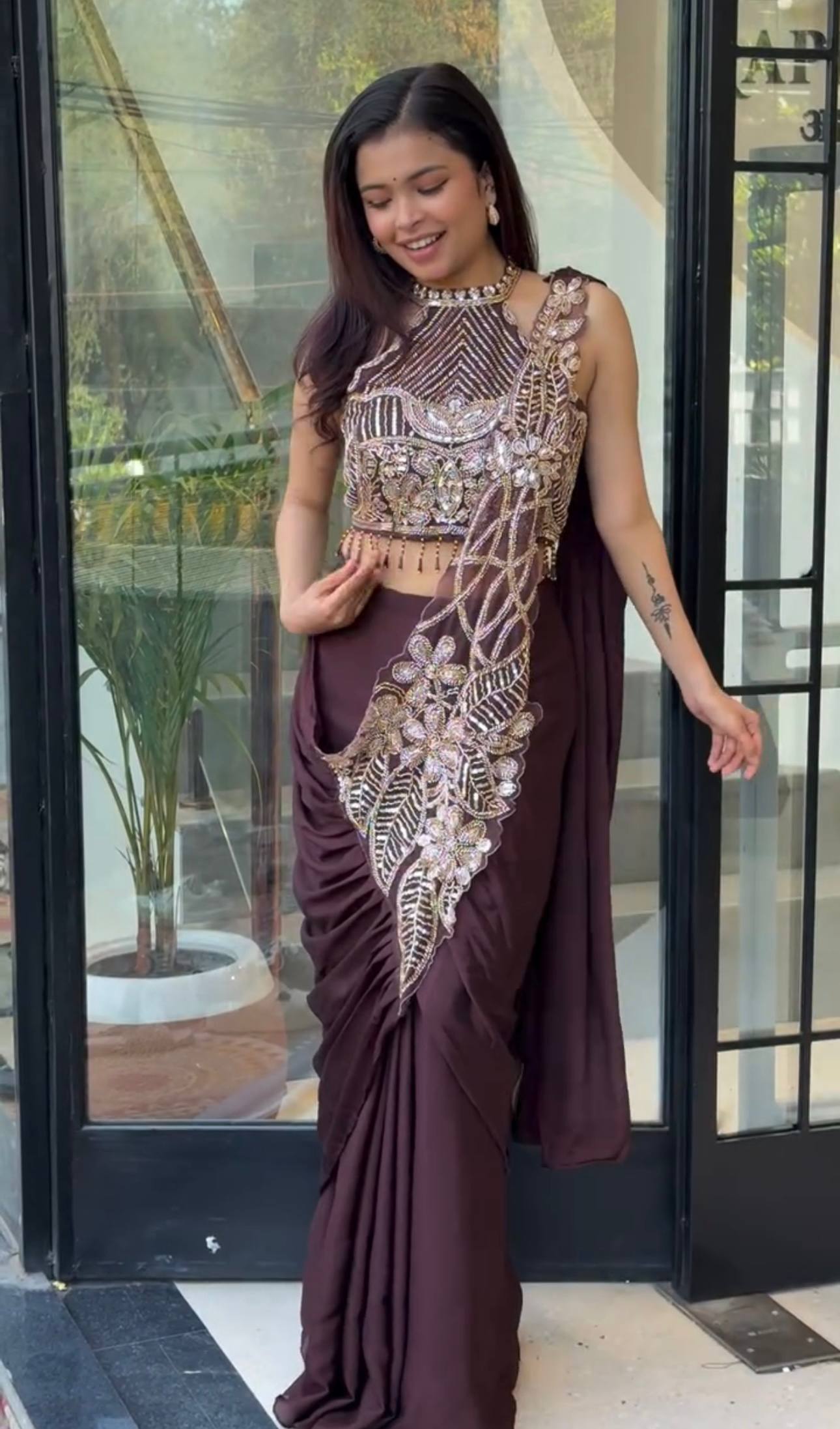 SUPERHIT READY TO WEAR SAREE WITH FULLY EMBROIDERED STYLIST BLOUSE