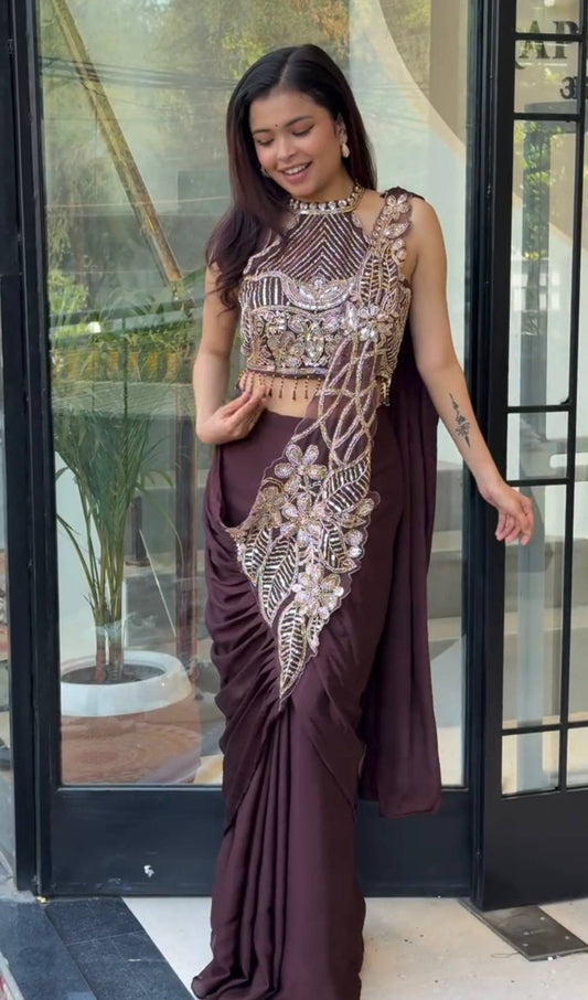 SUPERHIT READY TO WEAR SAREE WITH FULLY EMBROIDERED STYLIST BLOUSE