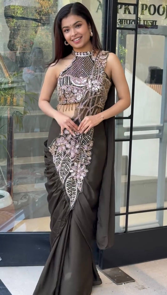 SUPERHIT READY TO WEAR SAREE WITH FULLY EMBROIDERED STYLIST BLOUSE