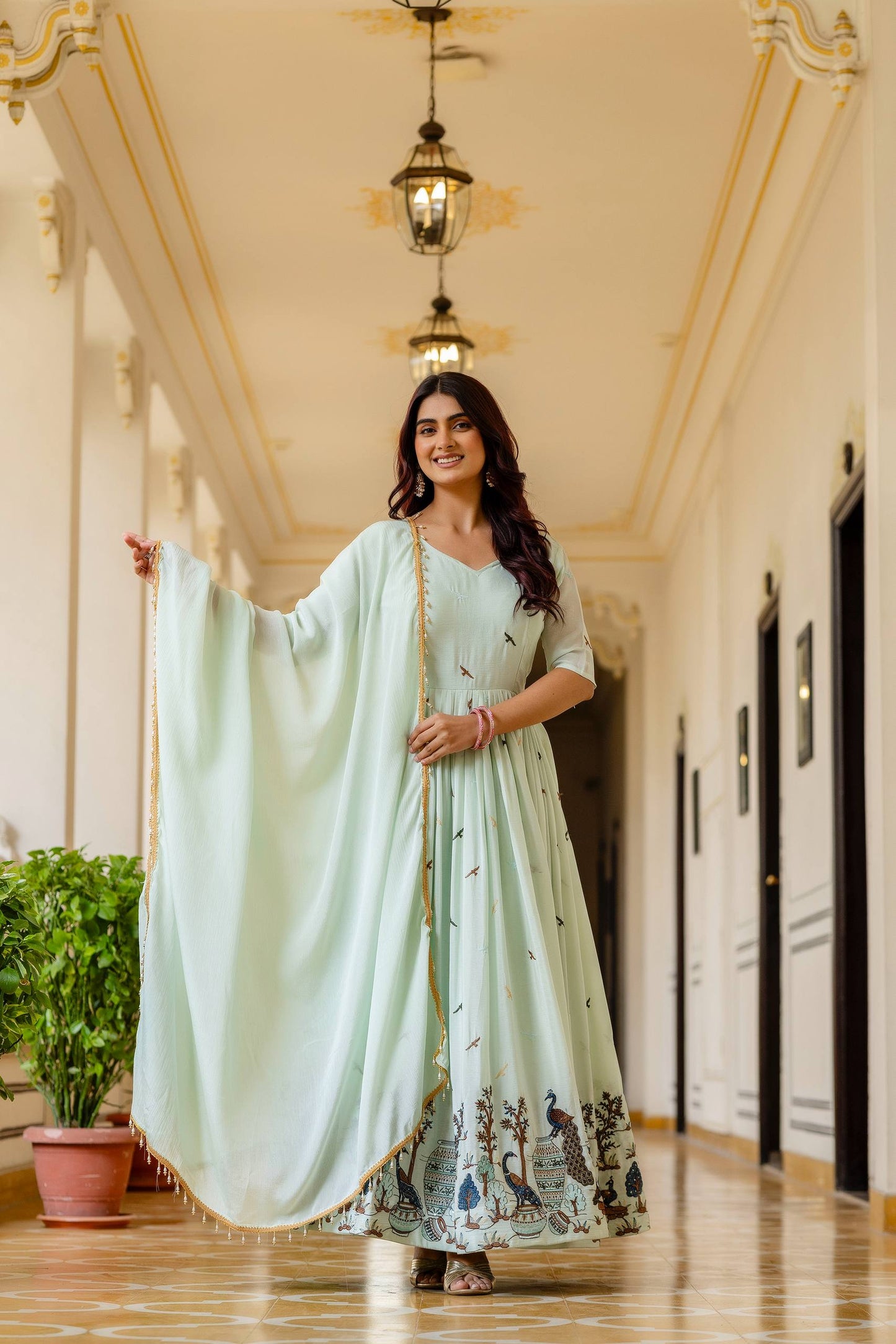 STUNNING GOWN IS COMING WITH CHINON EMBROIDERED FABRIC