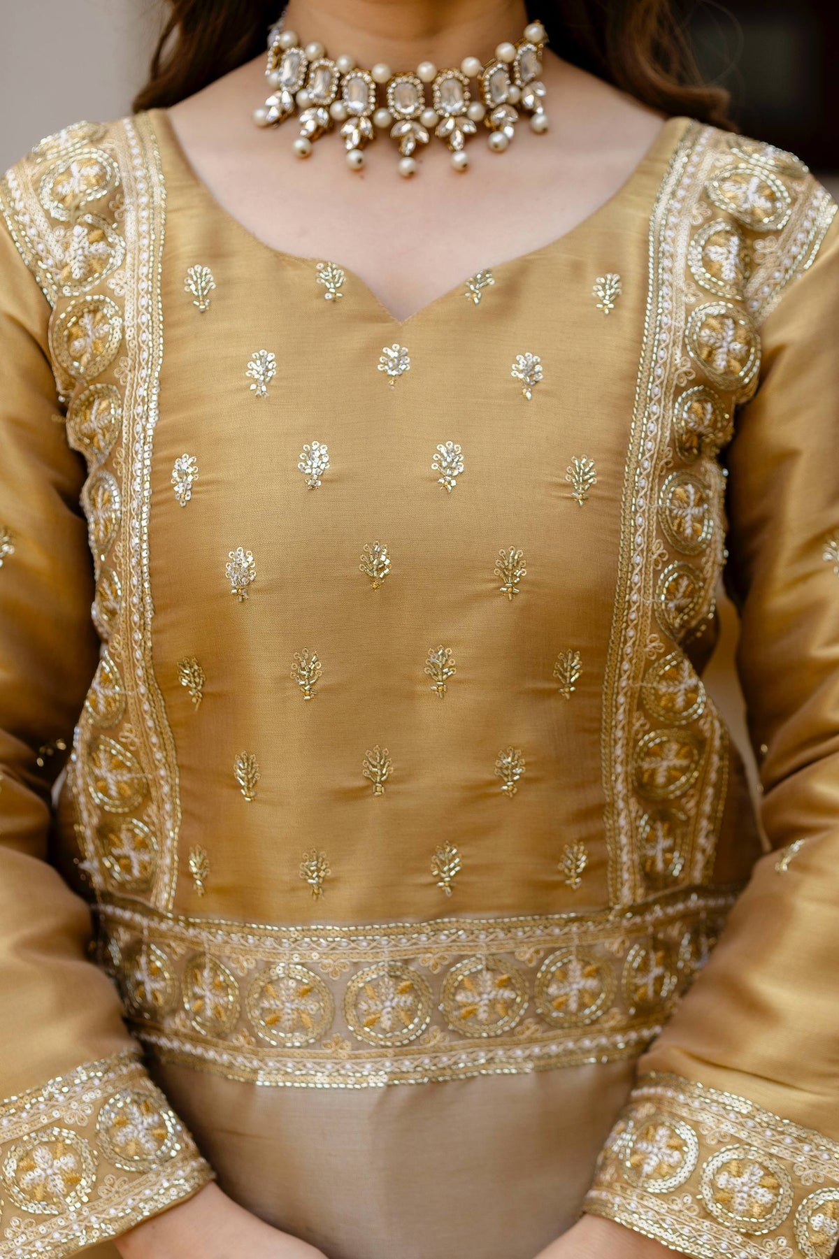 BANARASI VISCOUS FABRIC WITH BEADS EMBROIDERED WORK, ELEGANT TWO PIECE SET