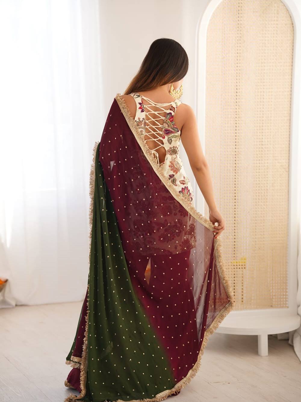 3 PIECES KURTI, SHARARA & DUPATTA WITH EMBROIDERY WORK