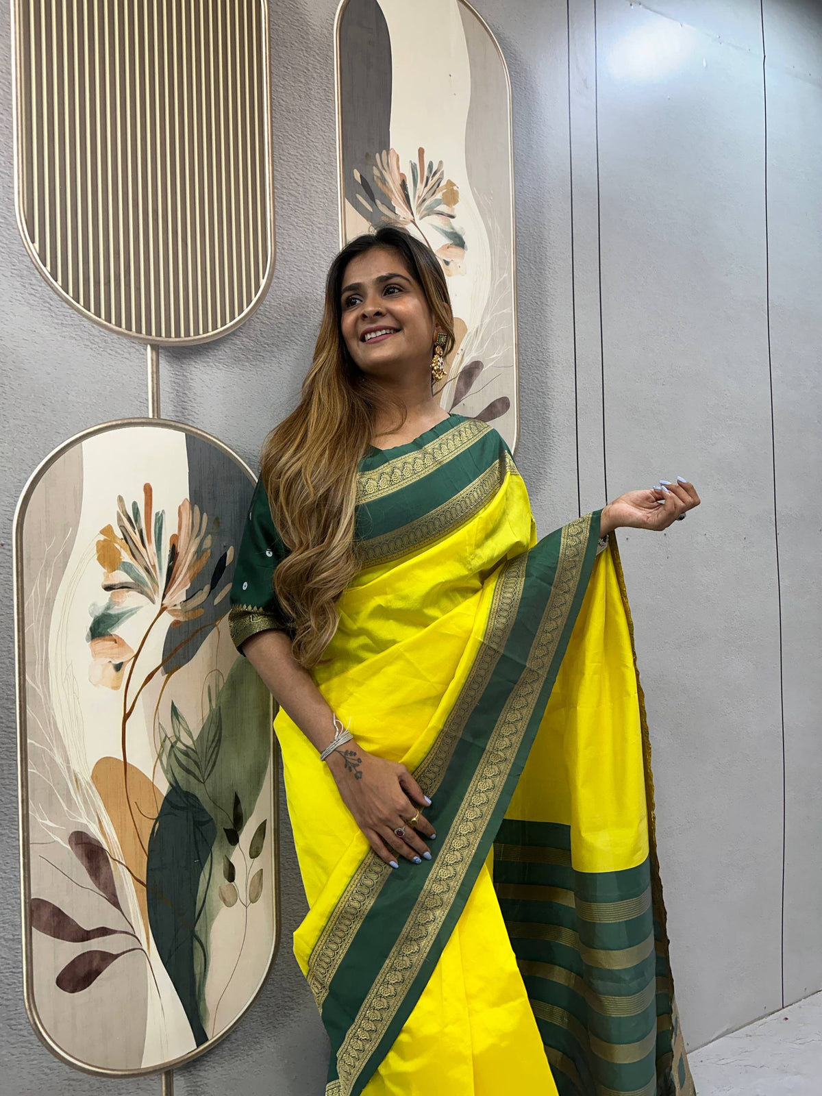 READY-TO-WEAR MYSORE SILK SAREE GOWN-EFFORTLESS PARTY WEAR FOR WOMEN