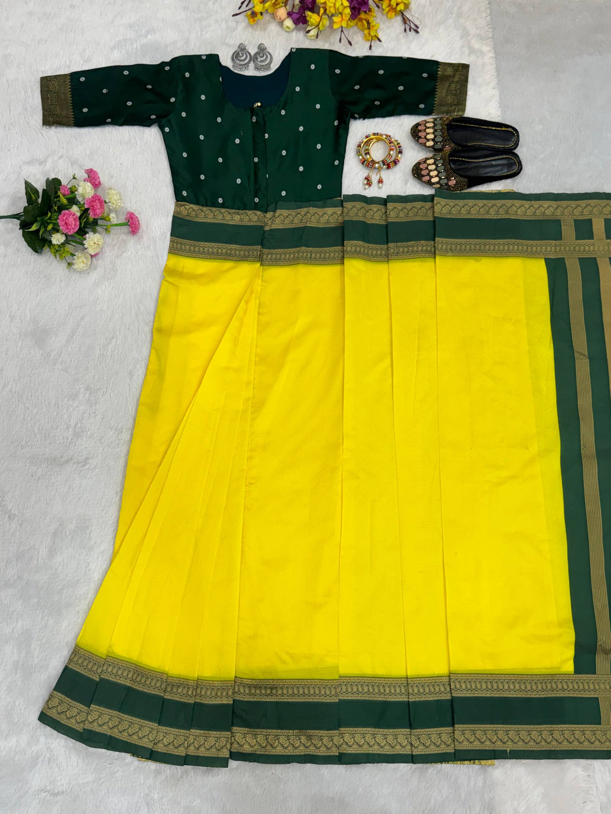 READY-TO-WEAR MYSORE SILK SAREE GOWN-EFFORTLESS PARTY WEAR FOR WOMEN