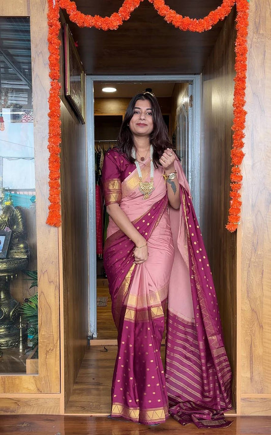 READY-TO-WEAR MYSORE SILK SAREE GOWN-EFFORTLESS PARTY WEAR FOR WOMEN