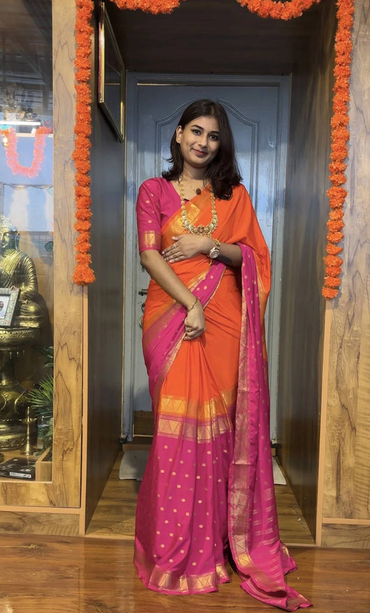 READY-TO-WEAR MYSORE SILK SAREE GOWN-EFFORTLESS PARTY WEAR FOR WOMEN