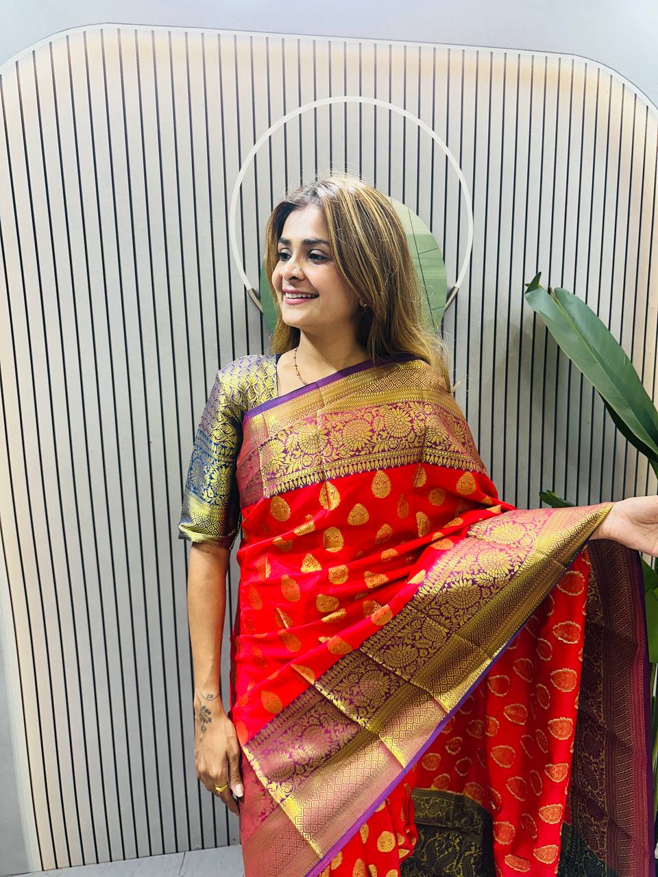 READY-TO-WEAR MYSORE SILK SAREE GOWN-EFFORTLESS PARTY WEAR FOR WOMEN