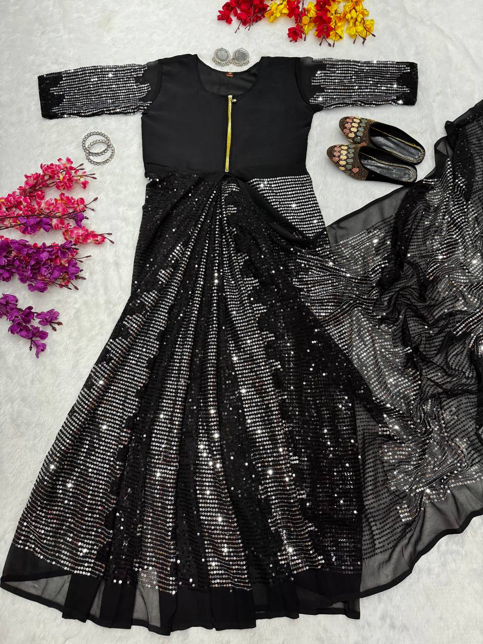 TRENDING ZIP AND GO SAREE SEQUENCE WORK VIRAL SAREE