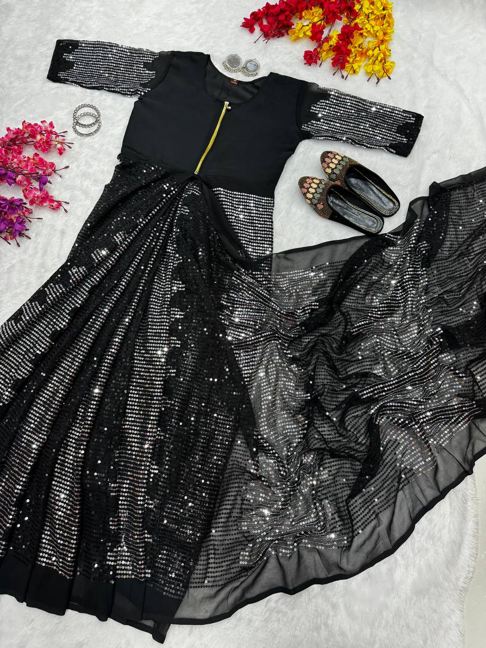 TRENDING ZIP AND GO SAREE SEQUENCE WORK VIRAL SAREE