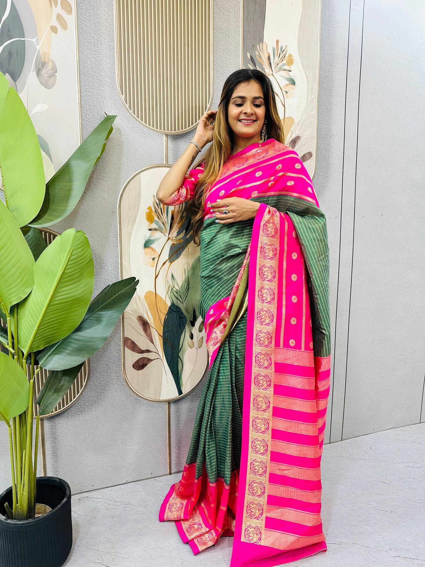 READY-TO-WEAR MYSORE SILK SAREE GOWN-EFFORTLESS PARTY WEAR FOR WOMEN