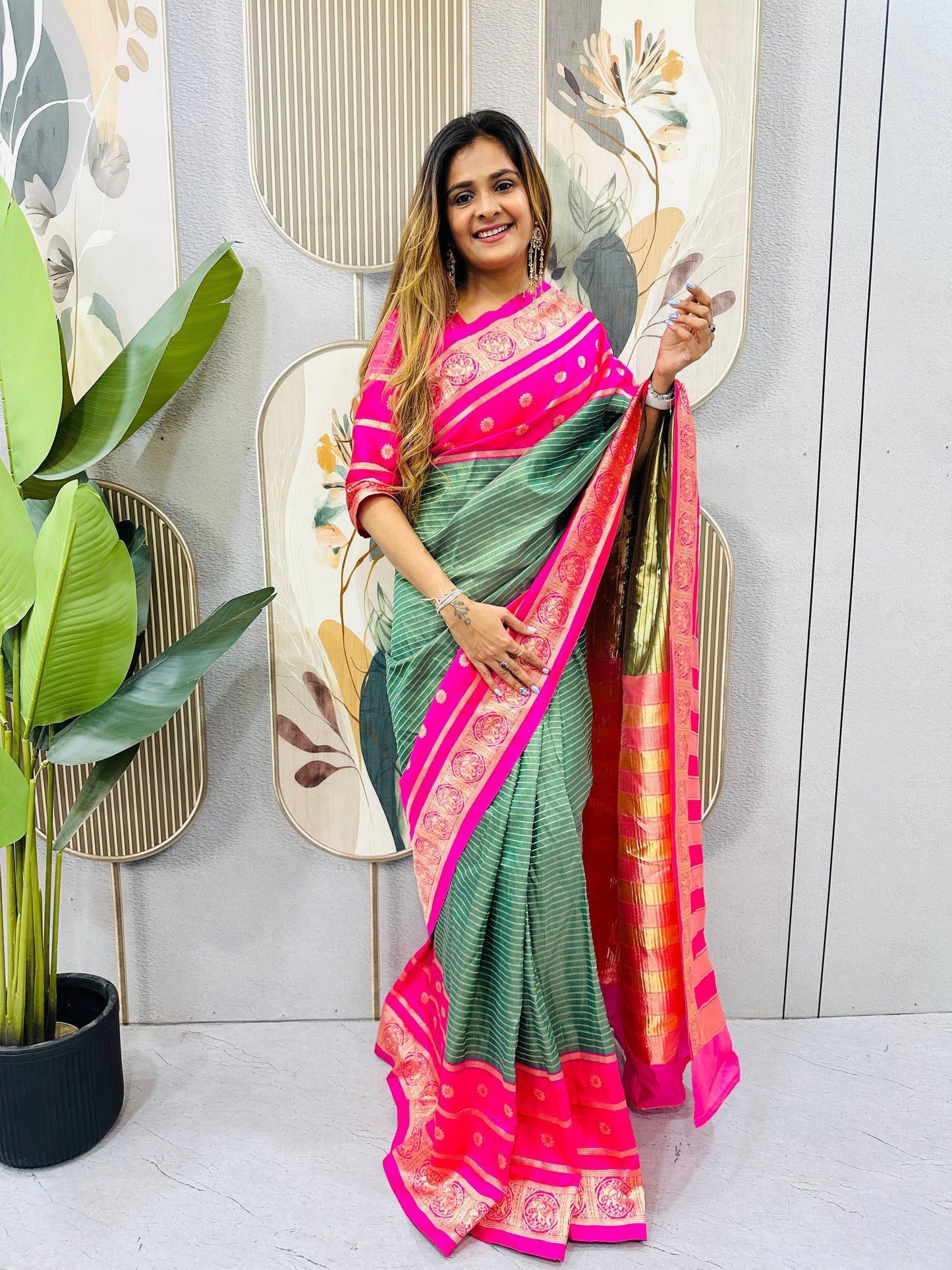 READY-TO-WEAR MYSORE SILK SAREE GOWN-EFFORTLESS PARTY WEAR FOR WOMEN