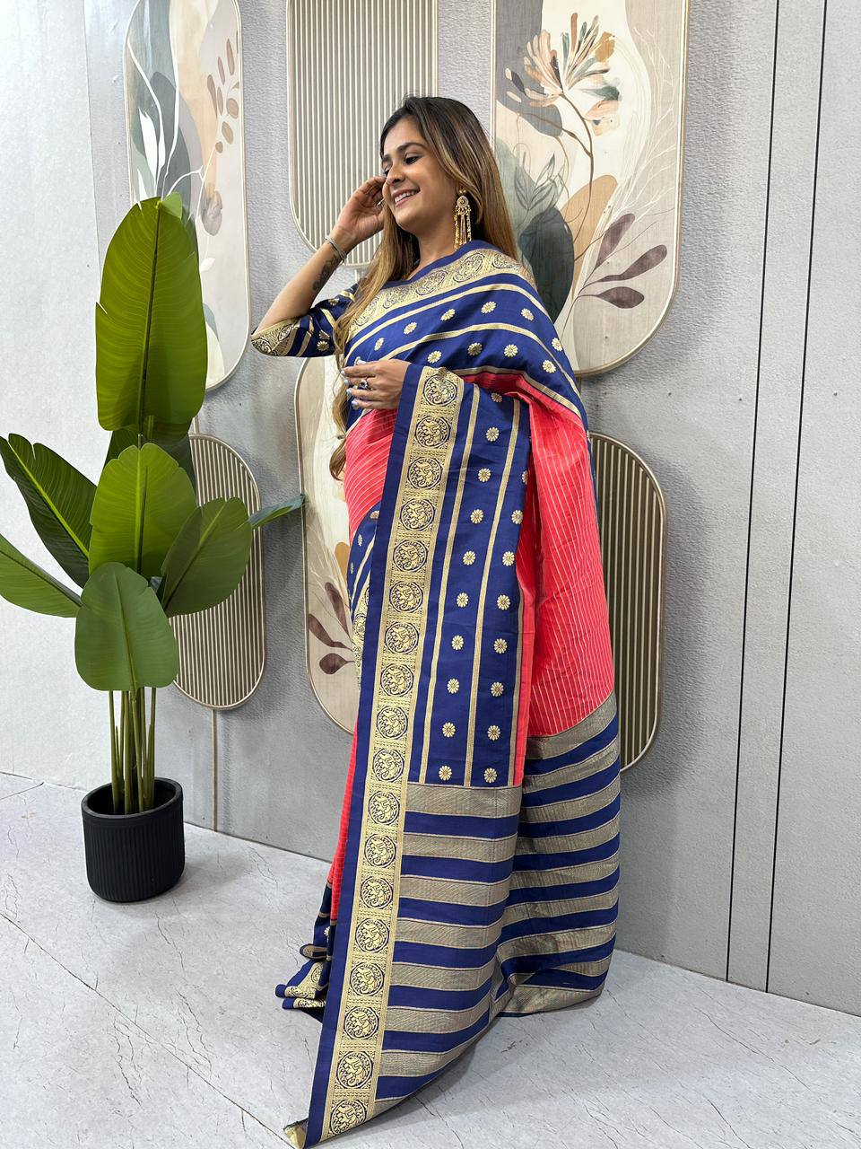 READY-TO-WEAR MYSORE SILK SAREE GOWN-EFFORTLESS PARTY WEAR FOR WOMEN