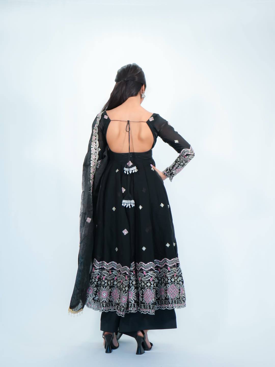 3 PIECES GOWN, PLAZZO & DUPATTA WITH HEAVY EMBROIDERY WORK