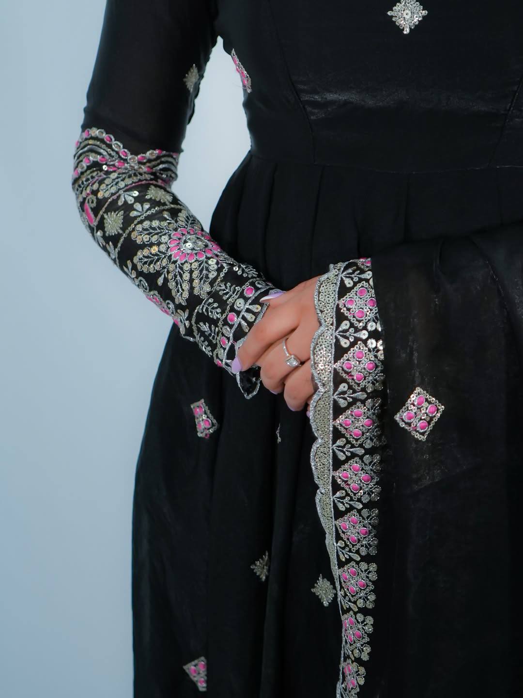 3 PIECES GOWN, PLAZZO & DUPATTA WITH HEAVY EMBROIDERY WORK