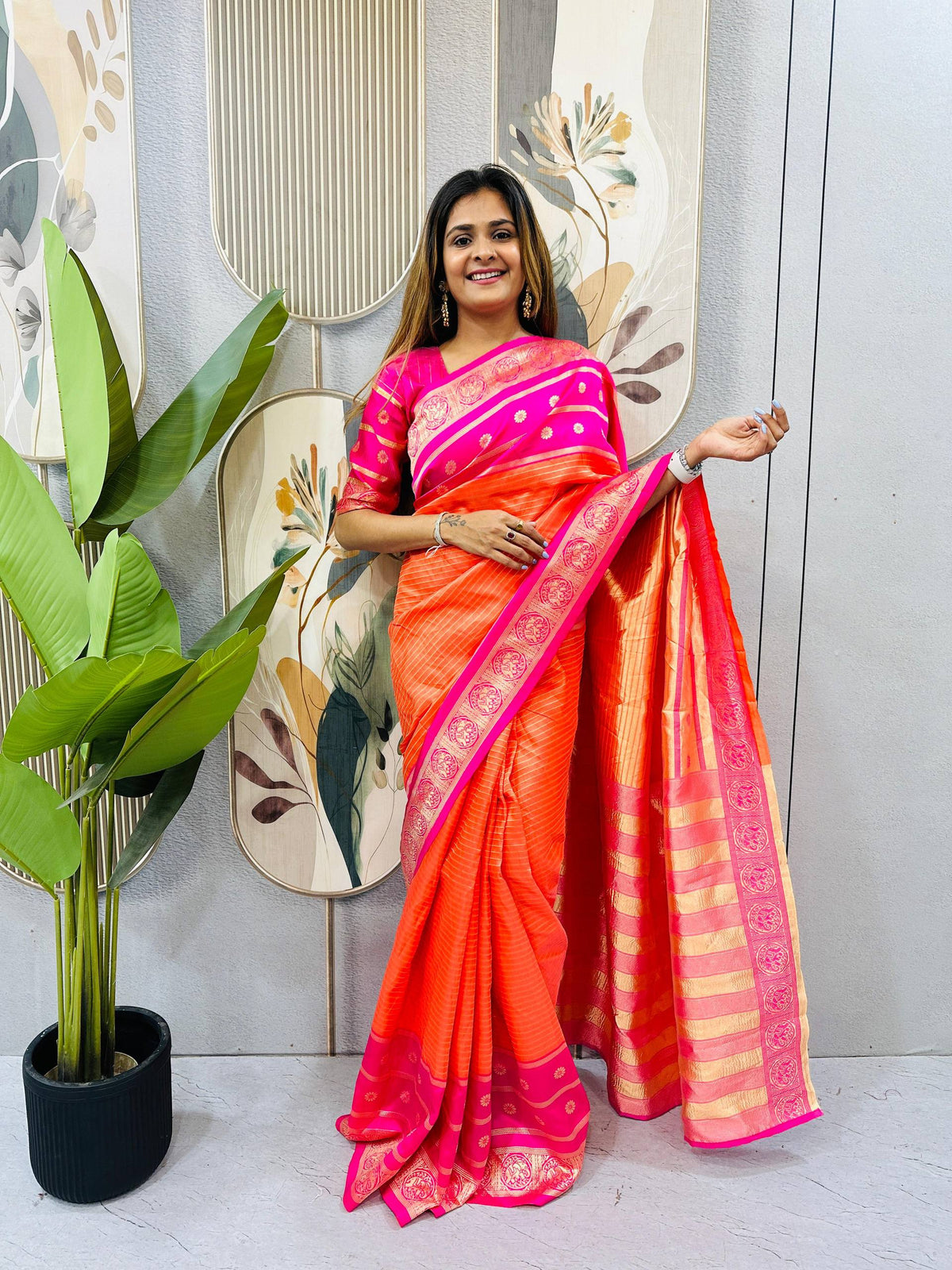 READY-TO-WEAR MYSORE SILK SAREE GOWN-EFFORTLESS PARTY WEAR FOR WOMEN