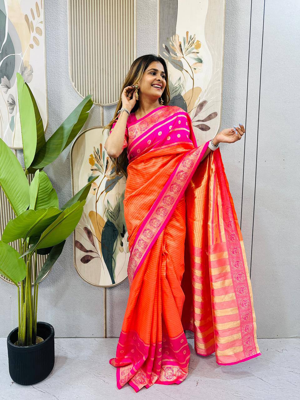 READY-TO-WEAR MYSORE SILK SAREE GOWN-EFFORTLESS PARTY WEAR FOR WOMEN