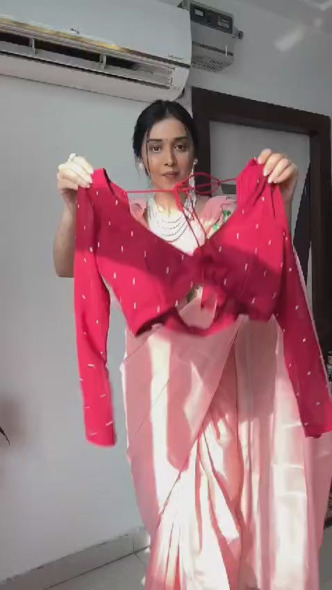 1 MIN READY TO WEAR RED GEORGETTE WITH STITCHED BLOUSE