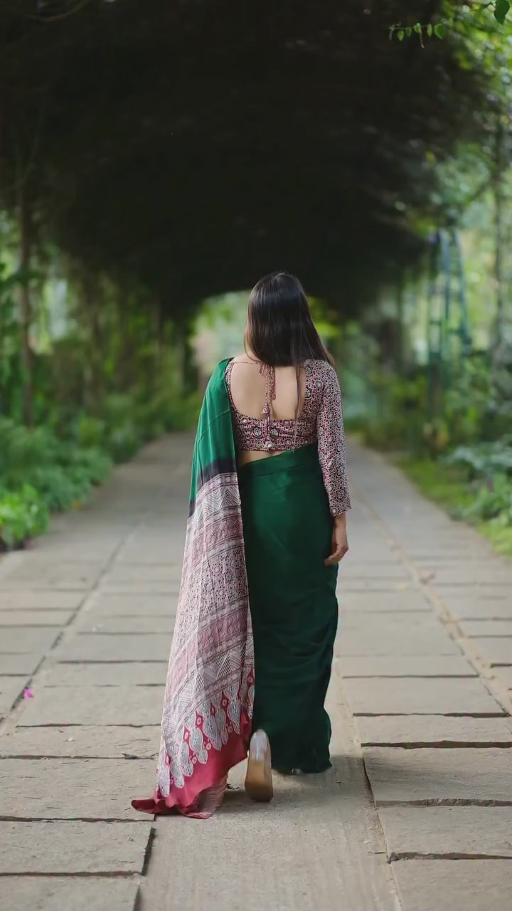 1 MIN READY TO WEAR DIGITAL PRINTED CRAPE SILK SAREE
