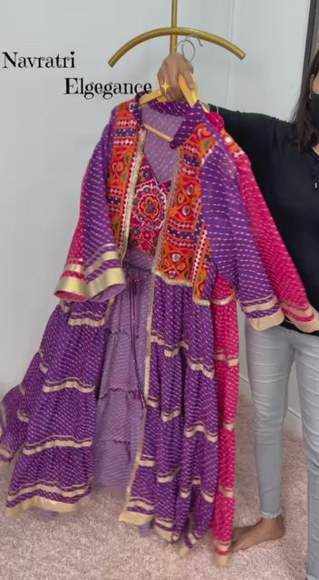 TRENDING SHRUG ON FAUX GEORGETTE WITH BANDHANI PRINT & EMBROIDERY WORK
