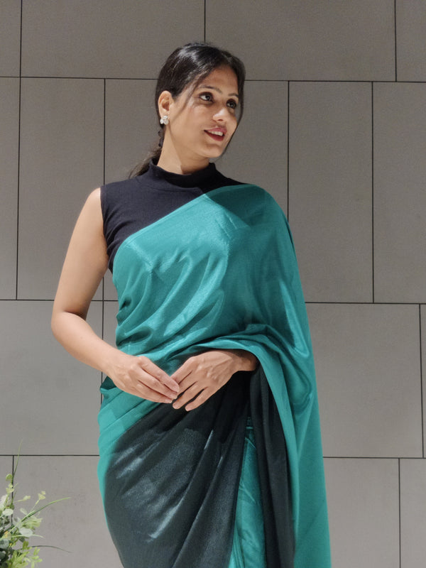 1-Min Ready to Wear Saree in Premium Rama Chinon With Blouse