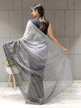 1-Min Ready to Wear Saree in Premium Black Chiffon With Zari Patta