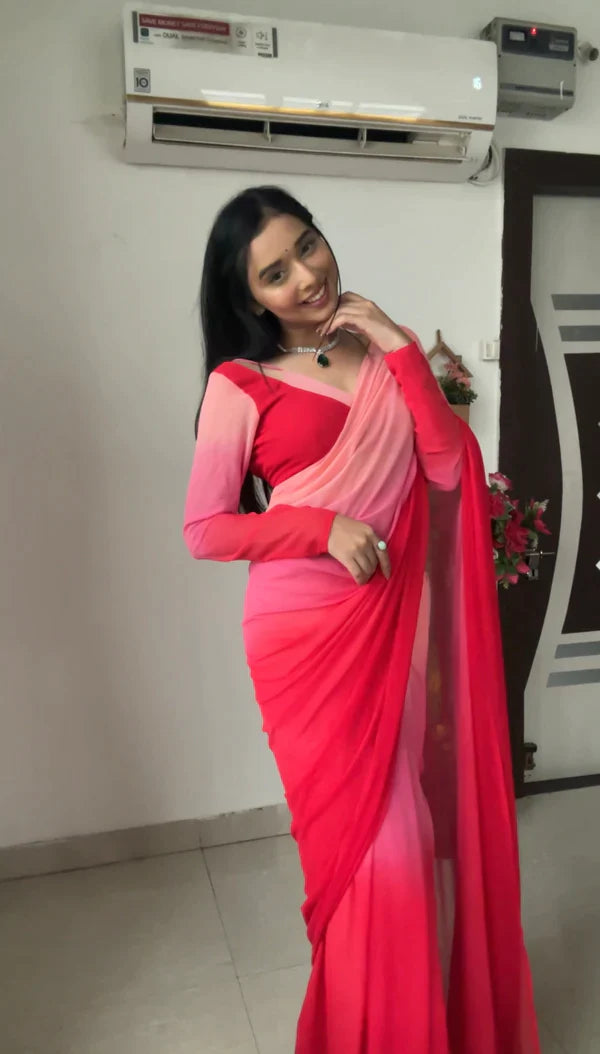 1 MIN READY TO WEAR  SAREE IN IMPORTED FABRIC WITH HEAVY BLOUSE