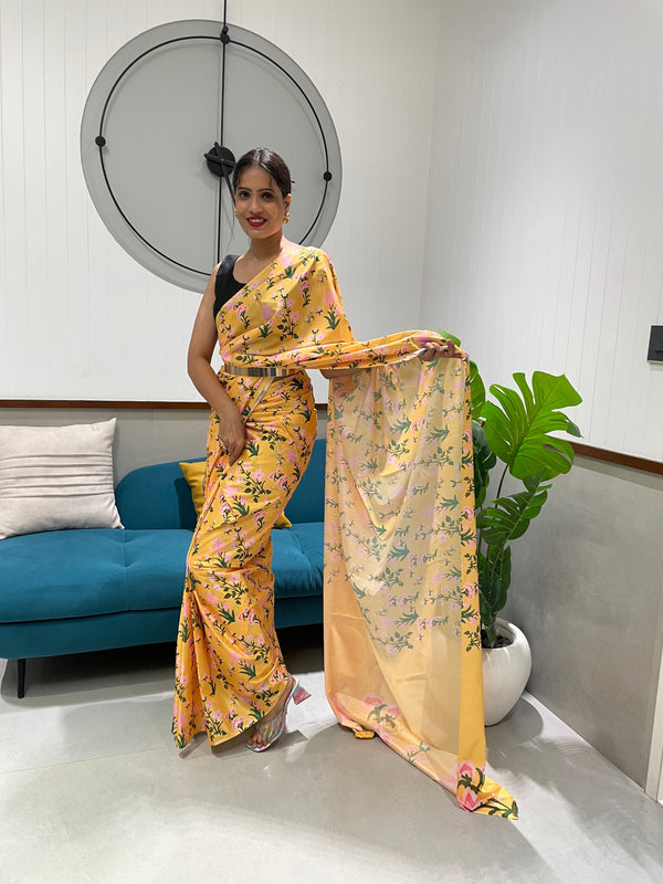 1-Min Ready to Wear Saree in Premium Chinon Silk