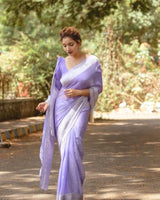 Ratatouille Lavender Linen Silk Saree With Felicitous Blouse Piece