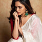 Devastating White Linen Silk Saree With Prodigal Blouse Piece