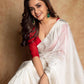 Devastating White Linen Silk Saree With Prodigal Blouse Piece