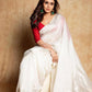Devastating White Linen Silk Saree With Prodigal Blouse Piece