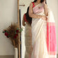 Outstanding White Cotton Silk Saree With Deserving Blouse Piece