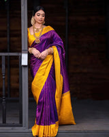 Dalliance Purple Soft Silk Saree With Chatoyant Blouse Piece