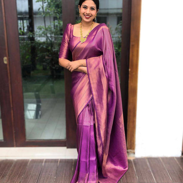 Silk Saree with blouse in Light purple colour 5404