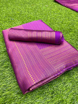 Super Soft Silk Saree With Rich Pallu in Shine Purple Color With Silver Zari Weaving