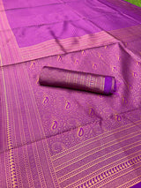 Super Soft Silk Saree With Rich Pallu in Shine Purple Color With Silver Zari Weaving