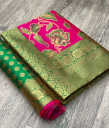 Rani Pink Banarasi Silk Saree With Heavy Blouse