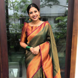 Shine Green Soft SIlk Saree With Royal Golden Zari Weaving