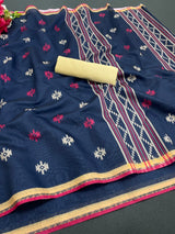 Handloom Weaving Silk Saree With Rich Contrast Wooven Pallu and Rich Wooven Border